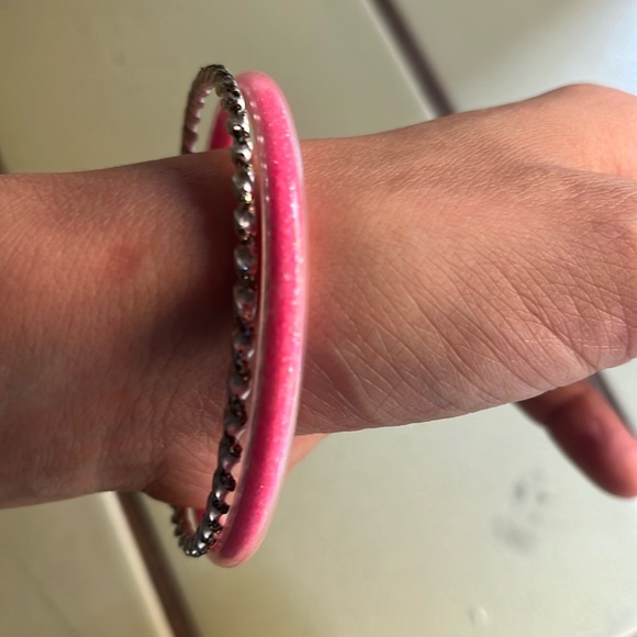Jewelry - Pink and silver plastic bangle